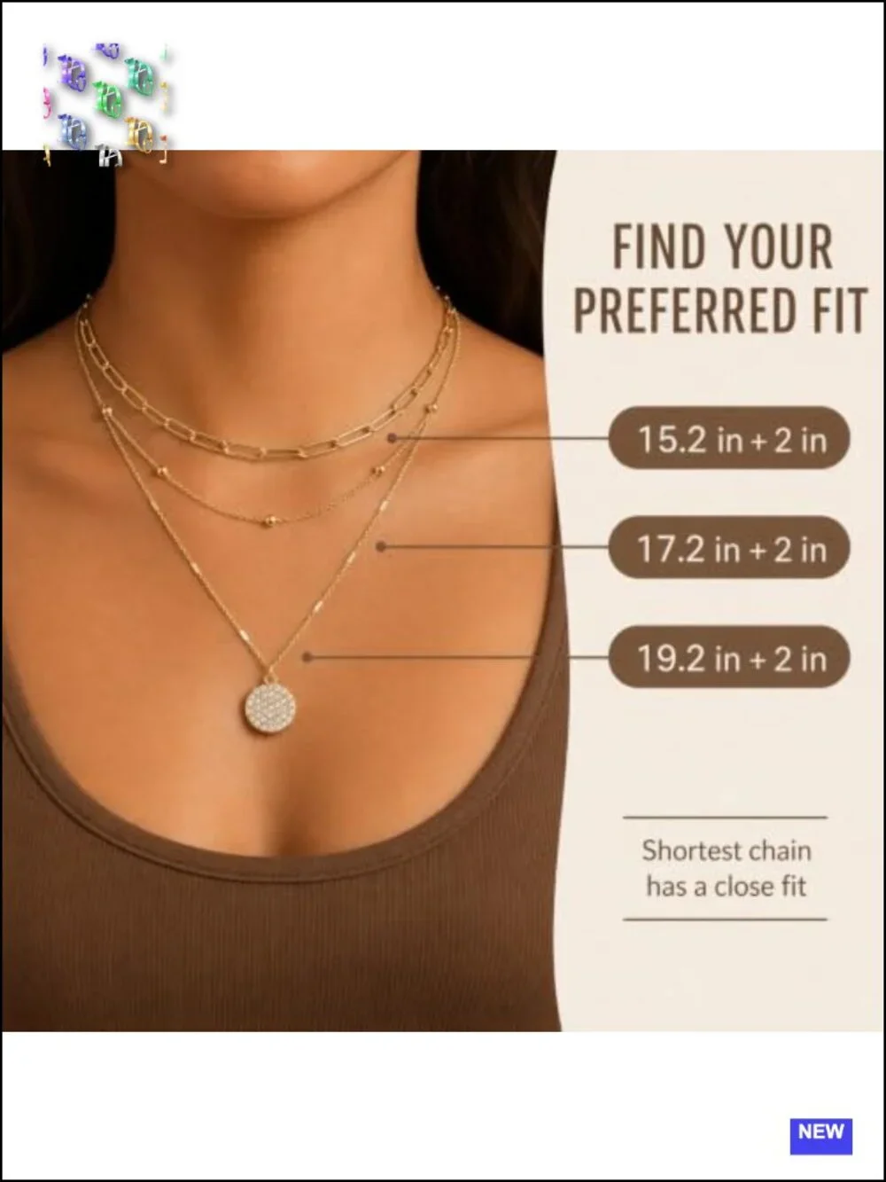 3 Piece Layered Necklace Set - Paperclip, Satellite & CZ Pendant - 14K Gold